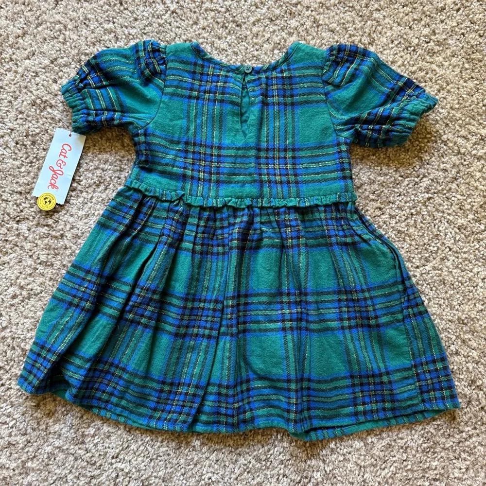 Cat and Jack Toddler Girls Short Sleeve Plaid Dress NWT Size 2T - Picture 4 of 4